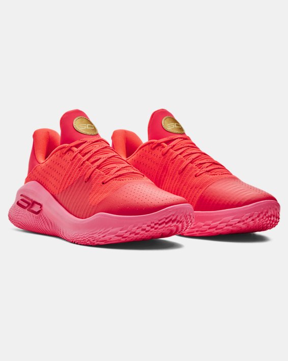 Unisex Curry 4 Low FloTro Basketball Shoes in Red image number 3